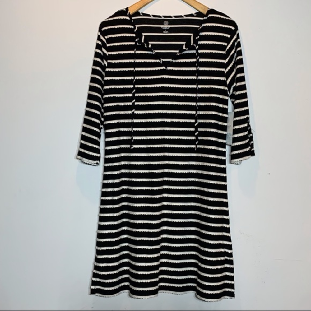 NWT Balance Cover-Up Collection‎ Black with White Scalloped Trim Dress